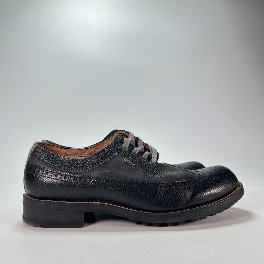 G-Star RAW Black Pebble Grain Leather Longwing Brogue Derby Shoes Men's Size 9